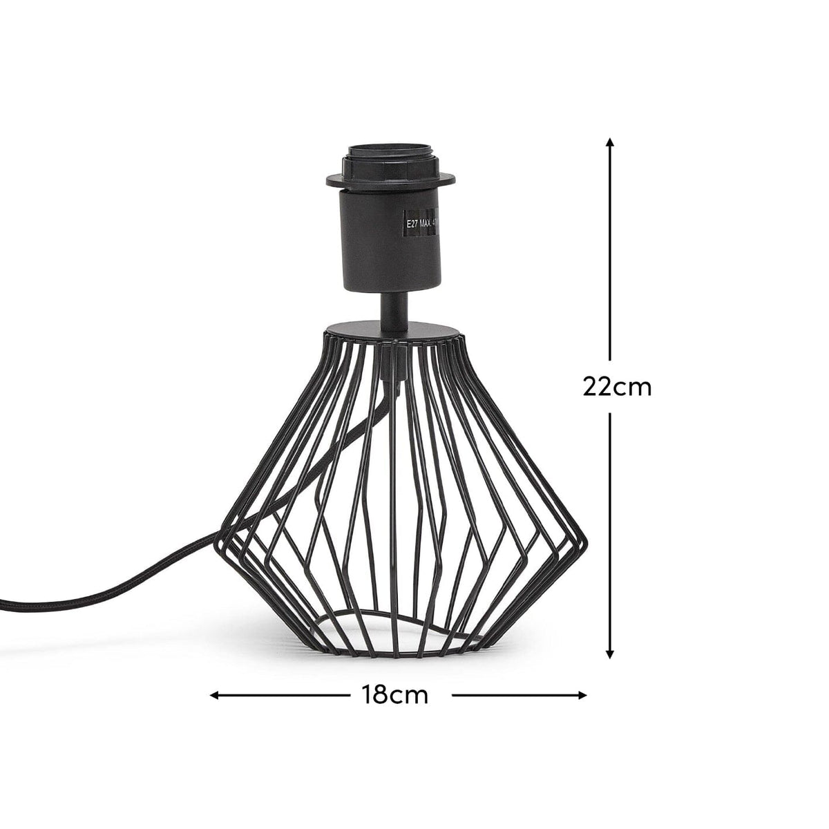 Litton 22cm Metal Table Lamp Base - Black