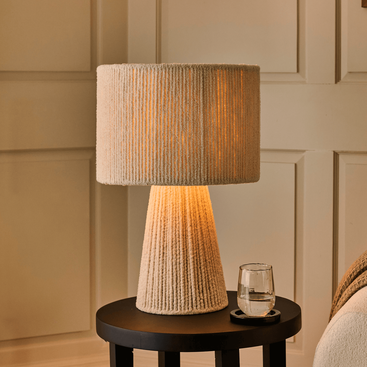 Lohi 52cm Table Lamp - Natural Chenille