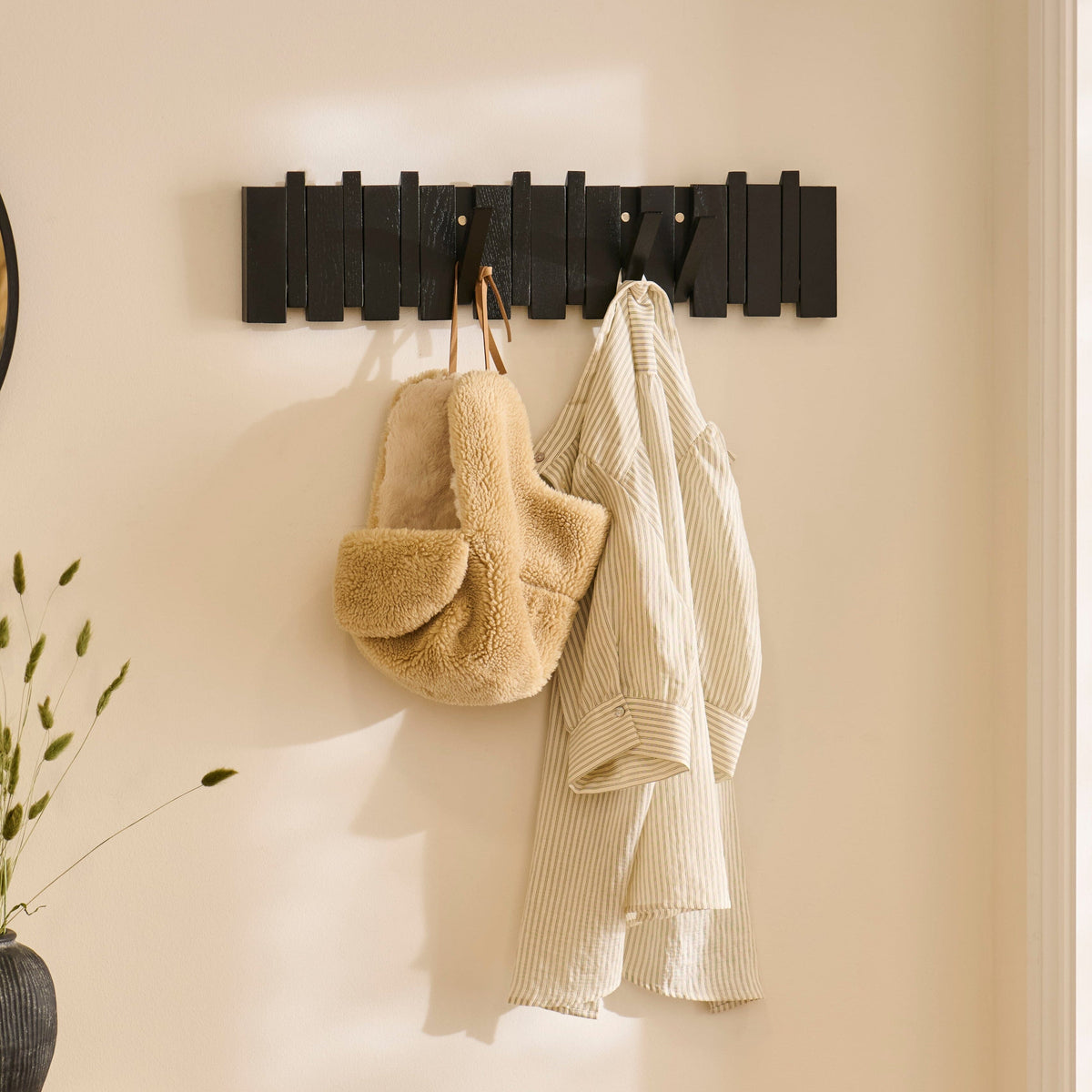 Lowell Black Oak Folding Coat Rack - Laura James