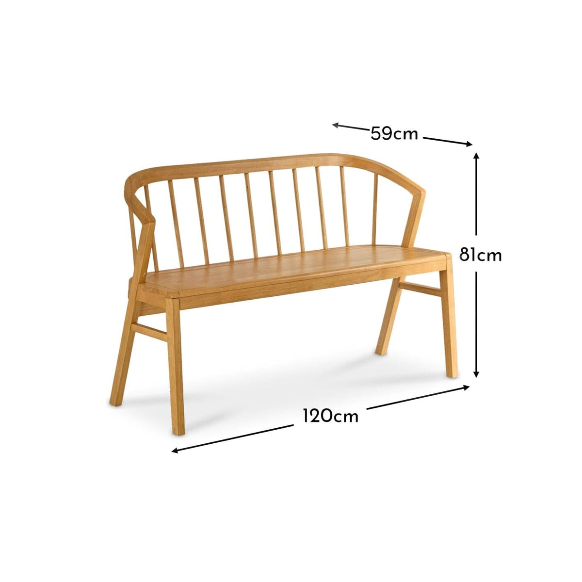 Mabel 3 Seater Bench - Classic Oak - Laura James