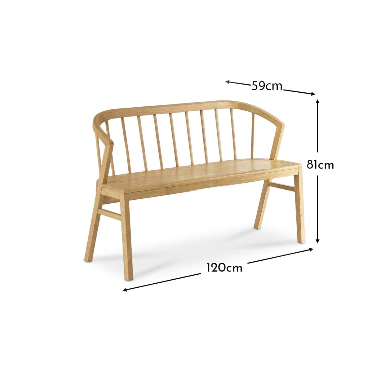 Mabel 3 Seater Bench - Pale Oak - Laura James