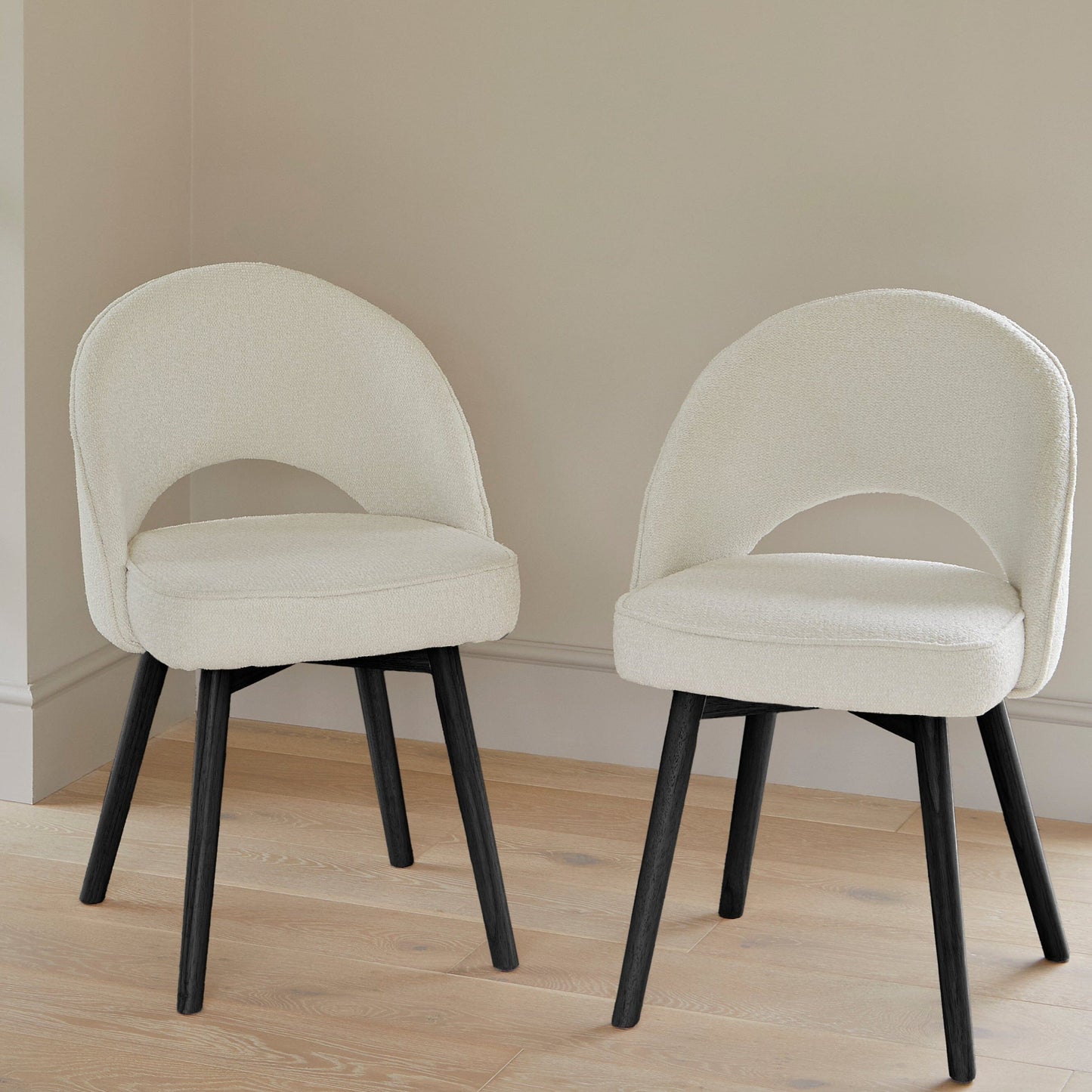 Marilyn Boucle Dining Chairs - Set of 2 - Black Oak Legs - Laura James