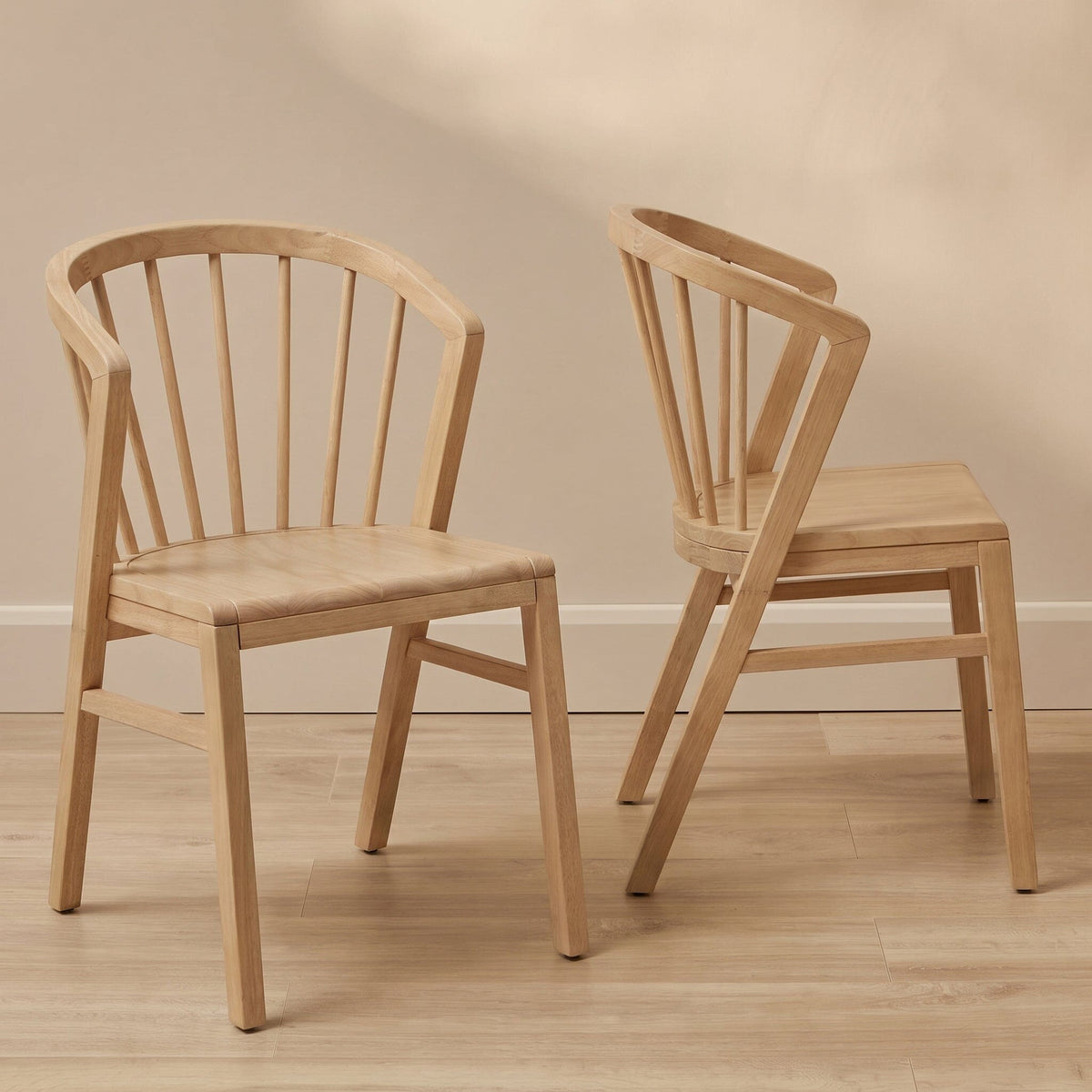 Mabel Pale Oak Wooden Spindle Dining Chairs - Set of 2 - Laura James