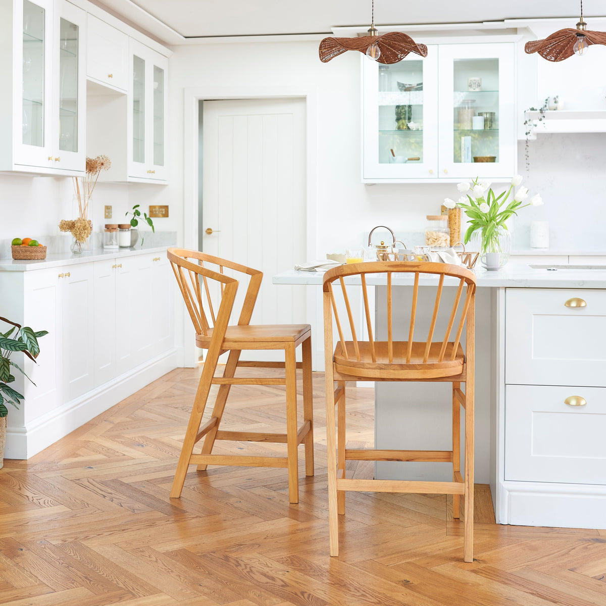Mabel Classic Oak Bar Stools - Set of 2 - Laura James
