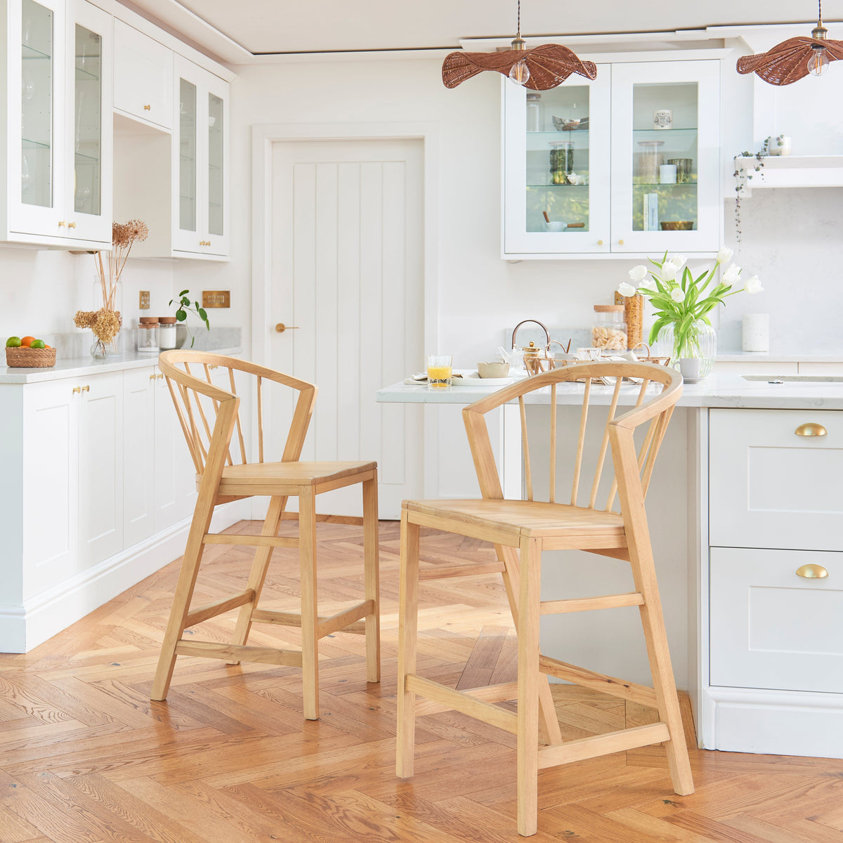 Mabel Pale Oak Bar Stools - Set of 2 - Laura James