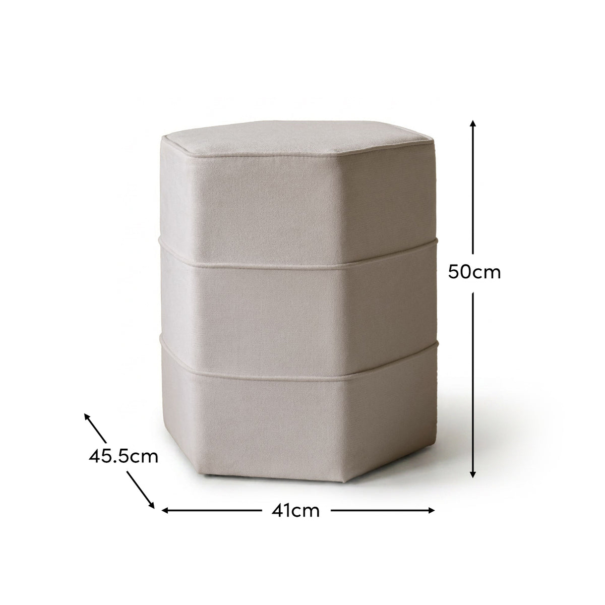 Margot 46cm Hexagon Footstool - Ivory - Laura James