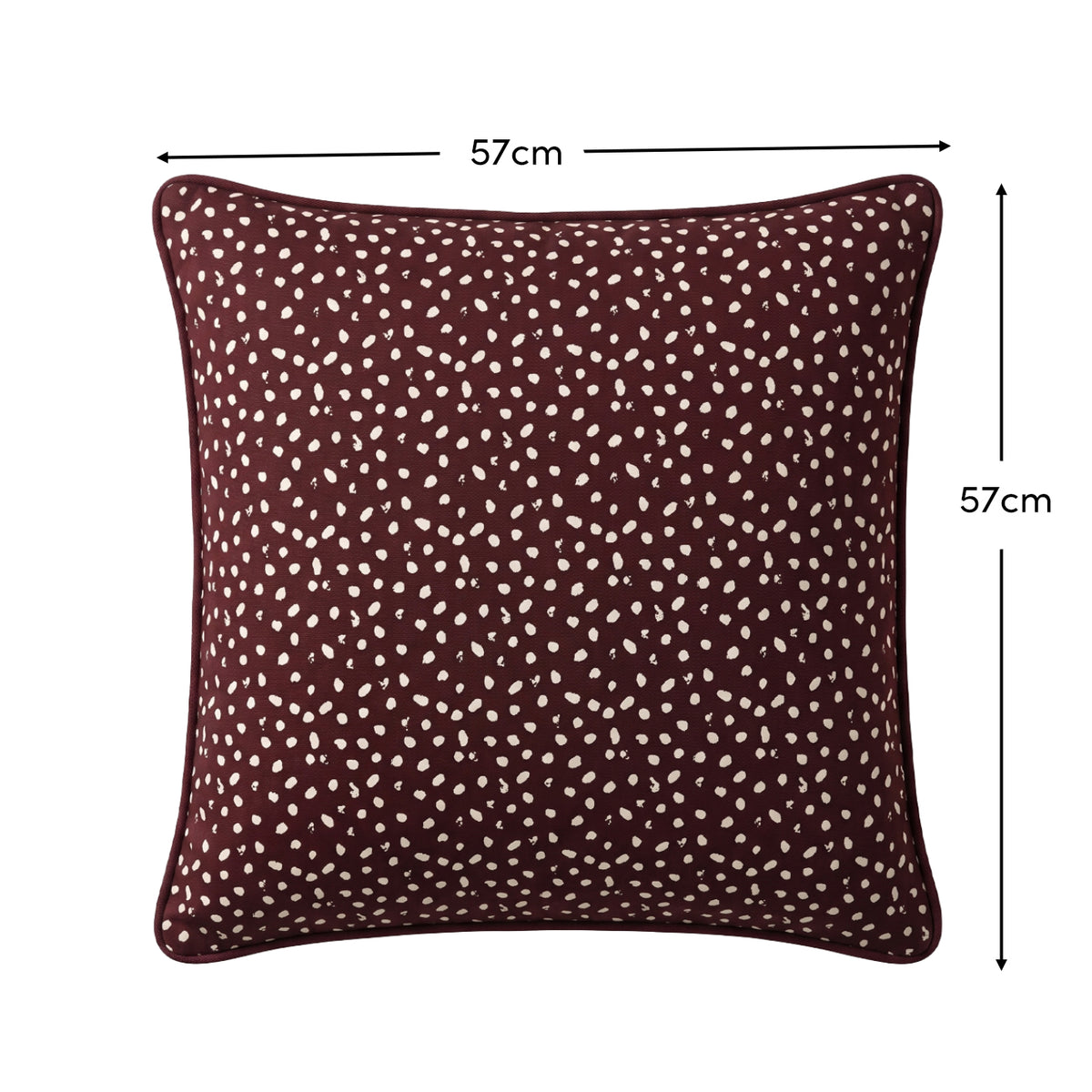 Margot 57x57cm Cushion Cover - Burgundy Red Spot