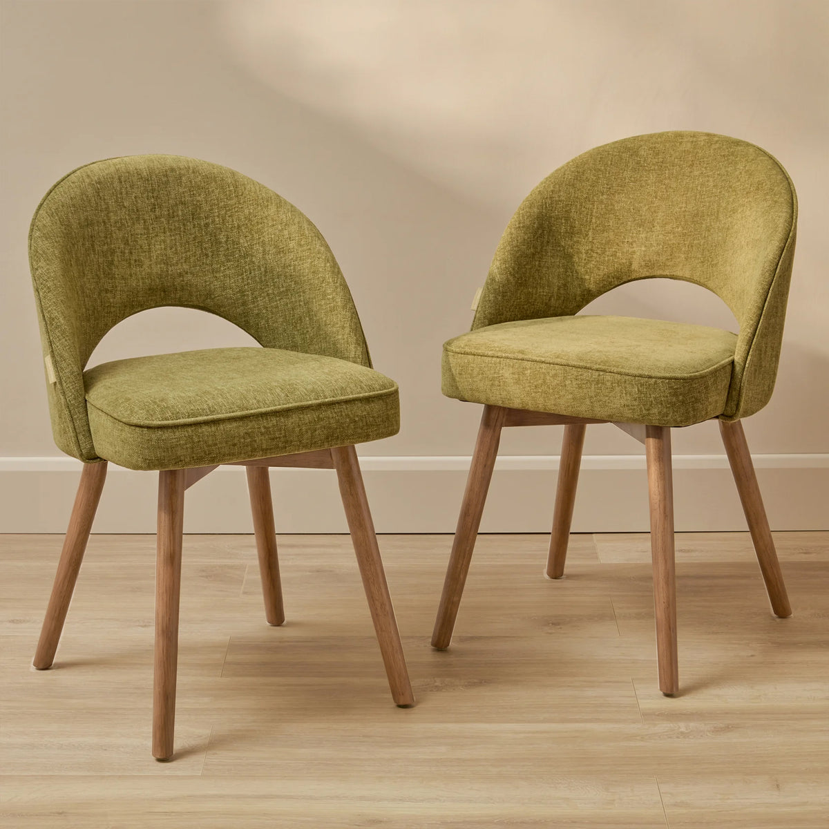 Marilyn Moss Green Dining Chair - Set of 2 - Almond Brown Legs - Laura James