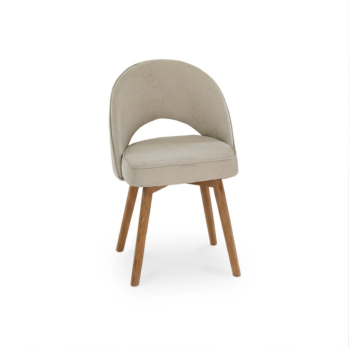 Marilyn Soft Beige Boucle Dining Chair - Set of 2 - Almond Brown Legs - Laura James