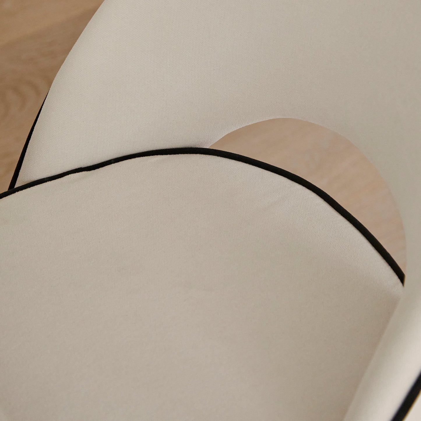 Levi Black Round Dining Table Set - 4 Seater - Marilyn Ivory and Black Piping Dining Chairs with Black Legs - Laura James