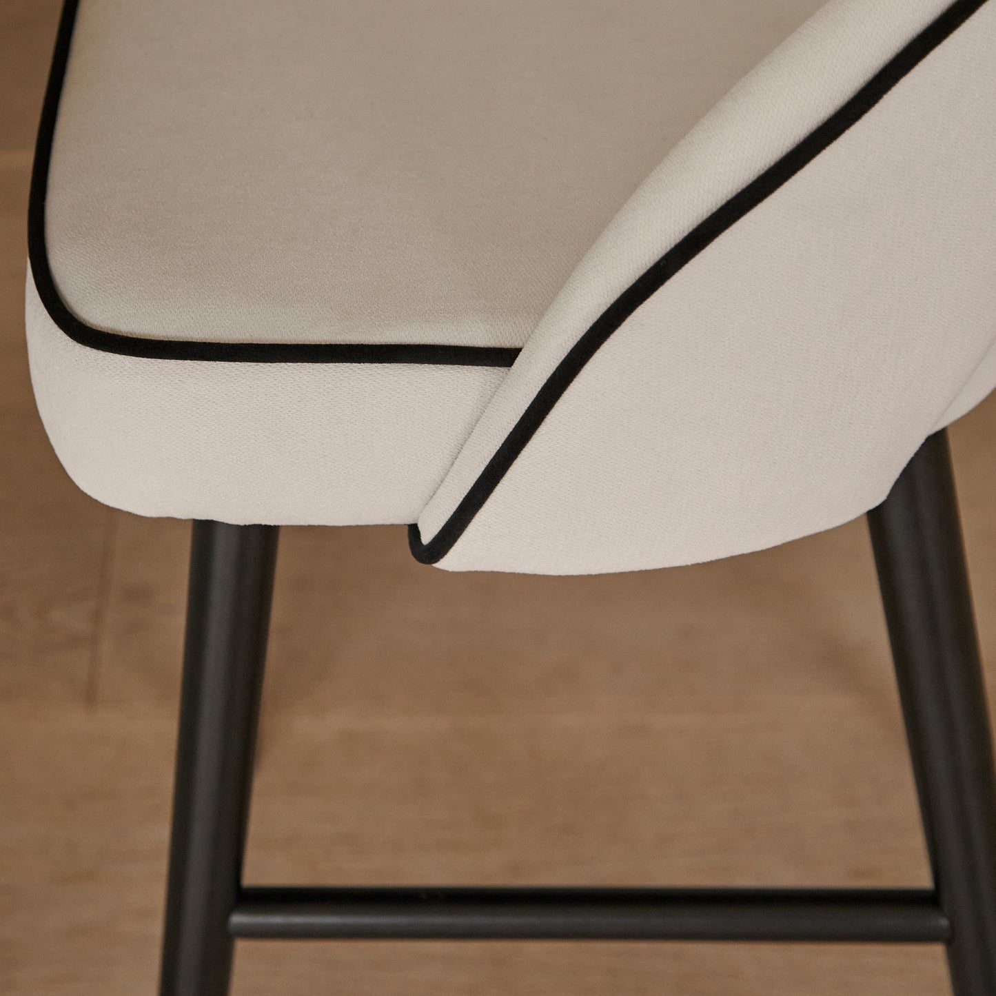 Marilyn Ivory Bar Stool - Black Oak Legs