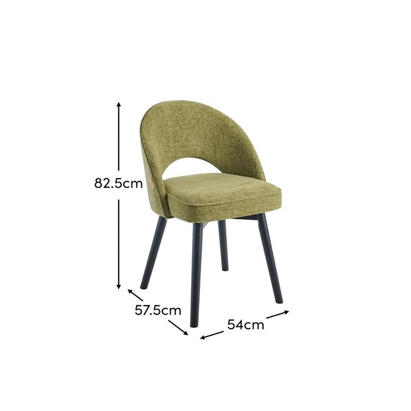 Marilyn Green Dining Chair - Set of 2 - Black Legs - Laura James