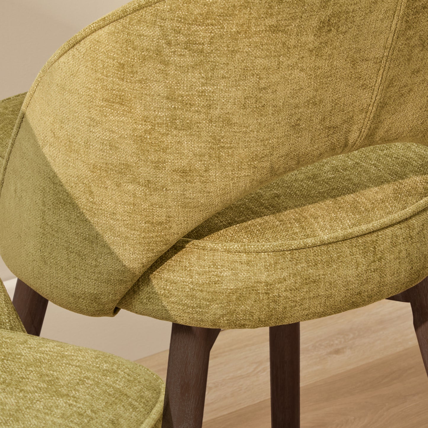 Marilyn Moss Green Dining Chair - Set of 2 - Coffee Brown Mango Wood Legs - Laura James