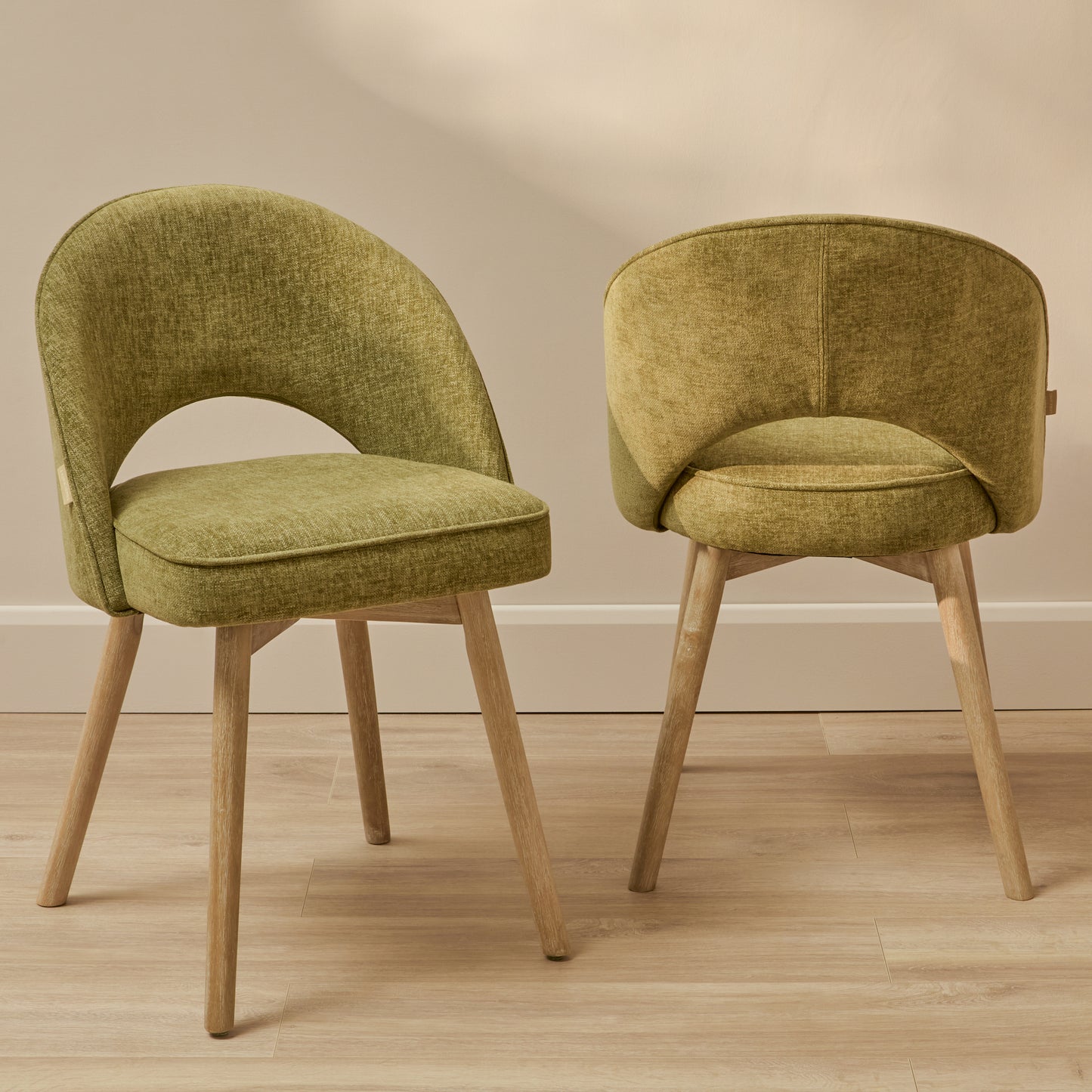 Marilyn Green Dining Chair - Set of 2 - Whitewash Legs - Laura James