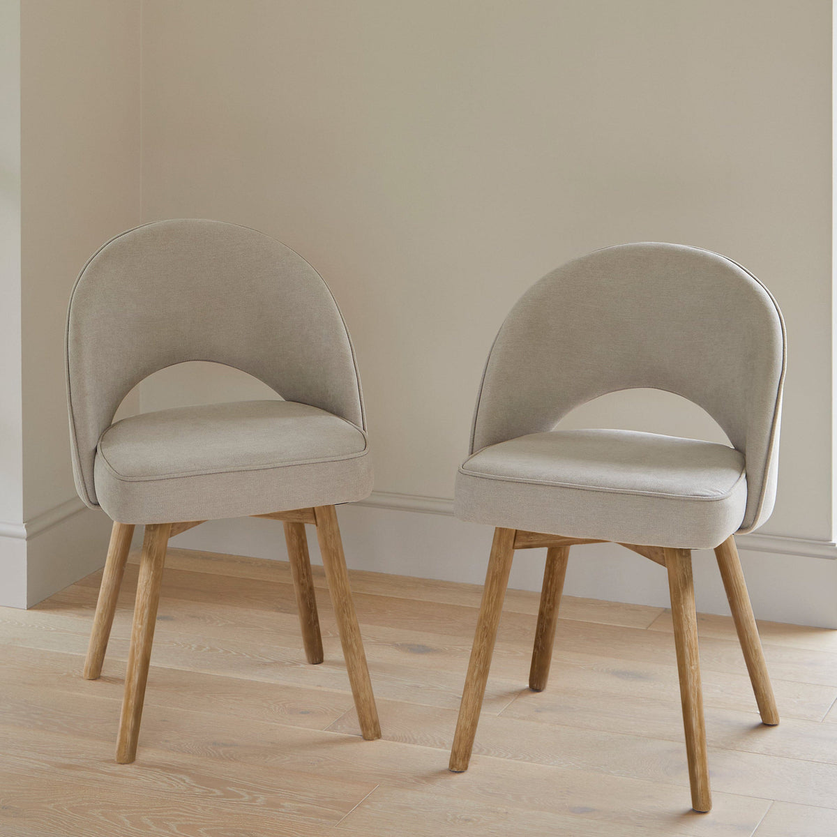 Marilyn Soft Beige Dining Chairs - Set of 2 - Chalked Mango Wood Legs
