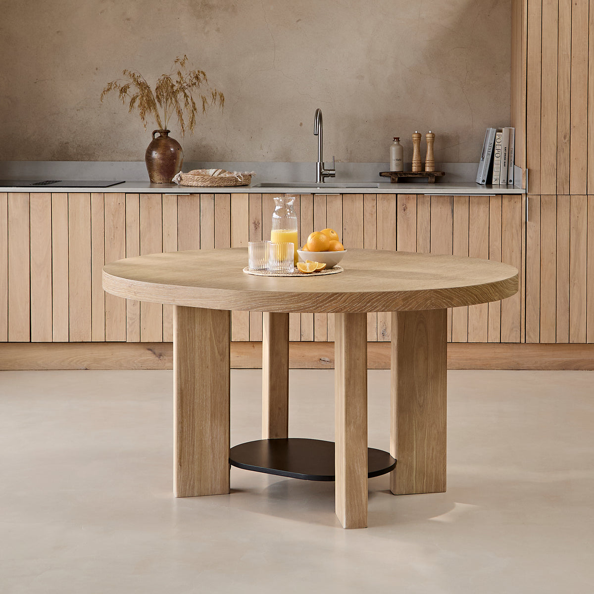 Marlon Whitewash Oak with Black Insert Oval Dining Table Set - 4 Seater - Carter Whitewash Oak Dining Armchairs - Laura James