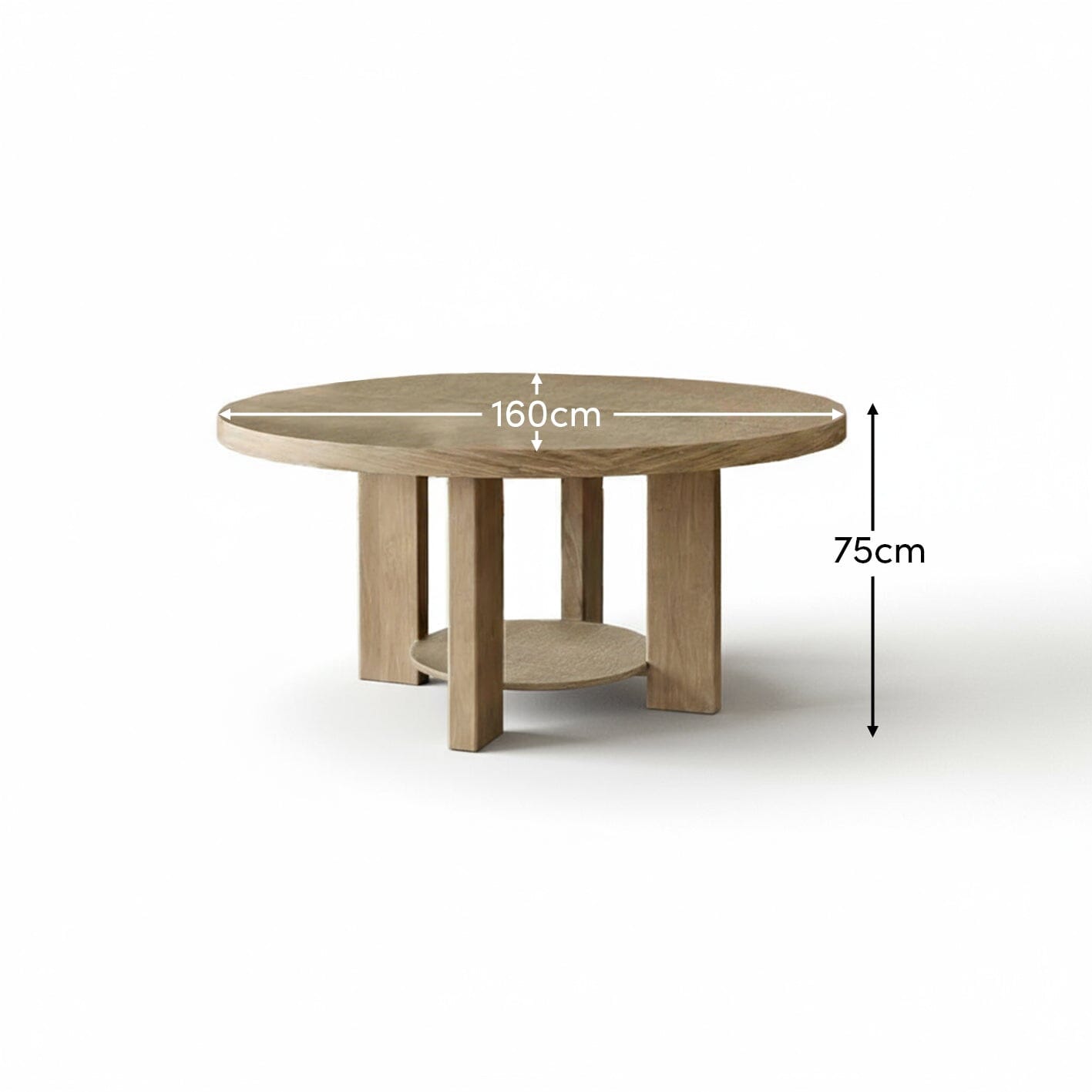 Marlon Whitewash Oak Round Dining Table - Large - Laura James