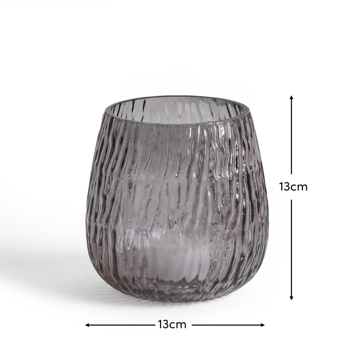 Matera 13cm Glass Candleholder - Smoke Grey - Laura James