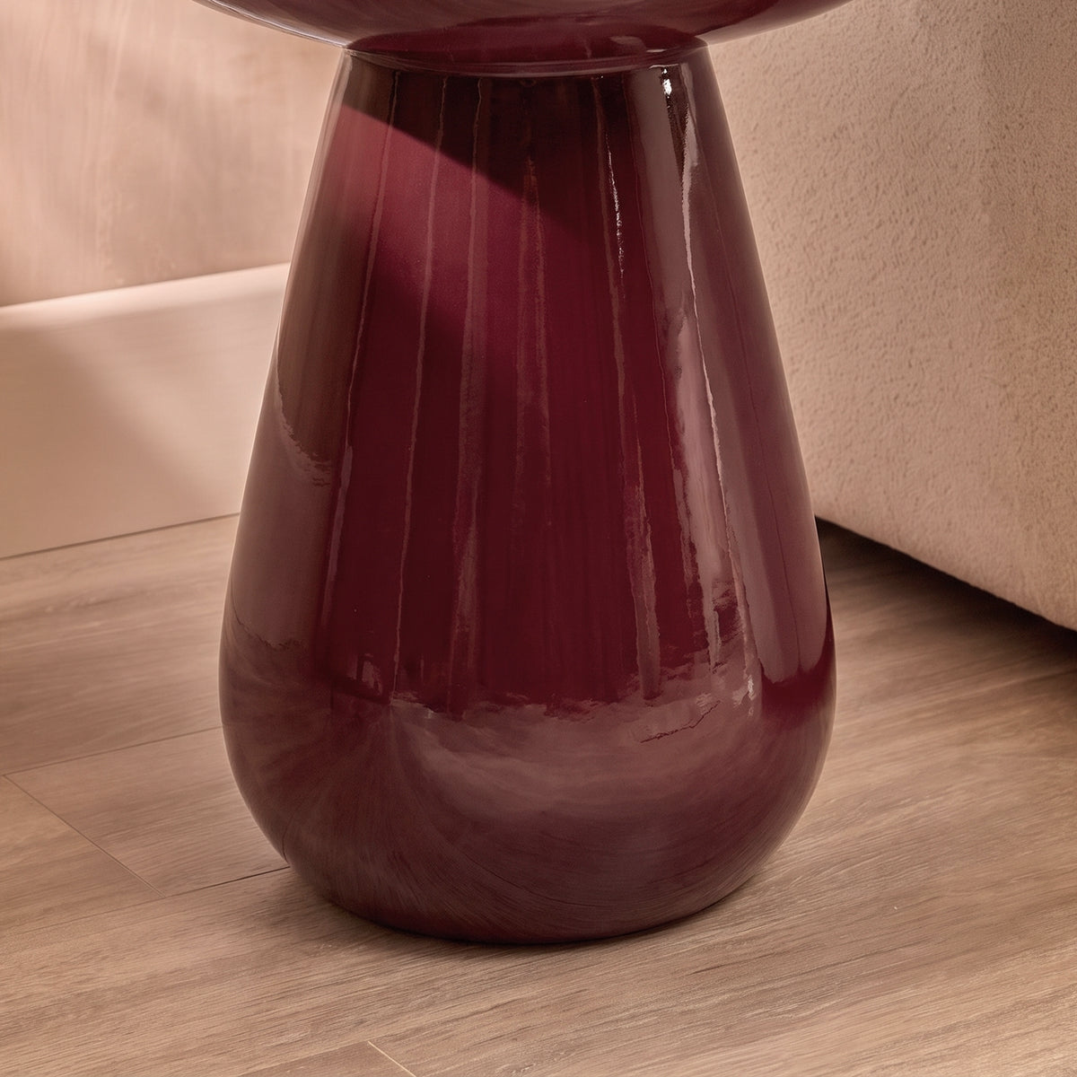 Merle Round Burgundy Red Enamel Side Table