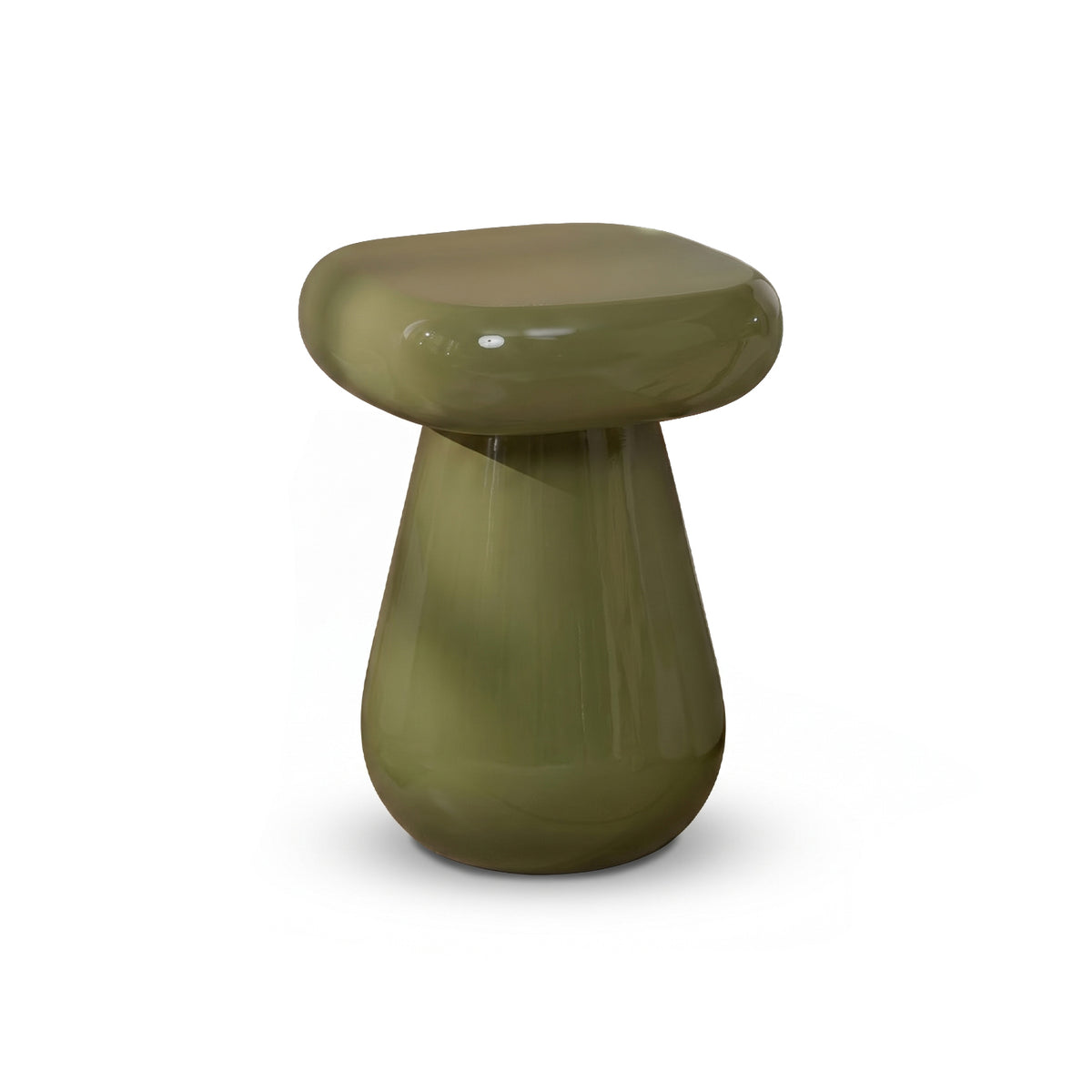 Merle Round Olive Enamel Side Table