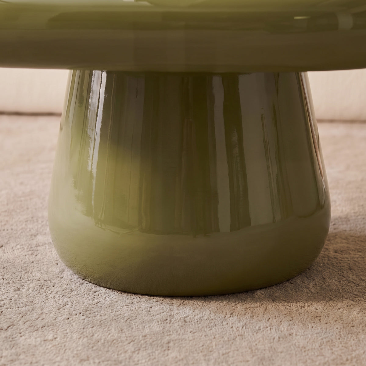 Merle 60cm Round Olive Enamel Coffee Table