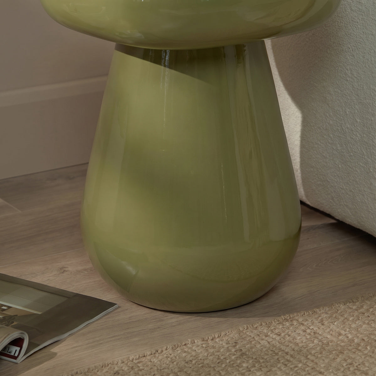 Merle 60cm Round Olive Enamel Coffee Table - Laura James