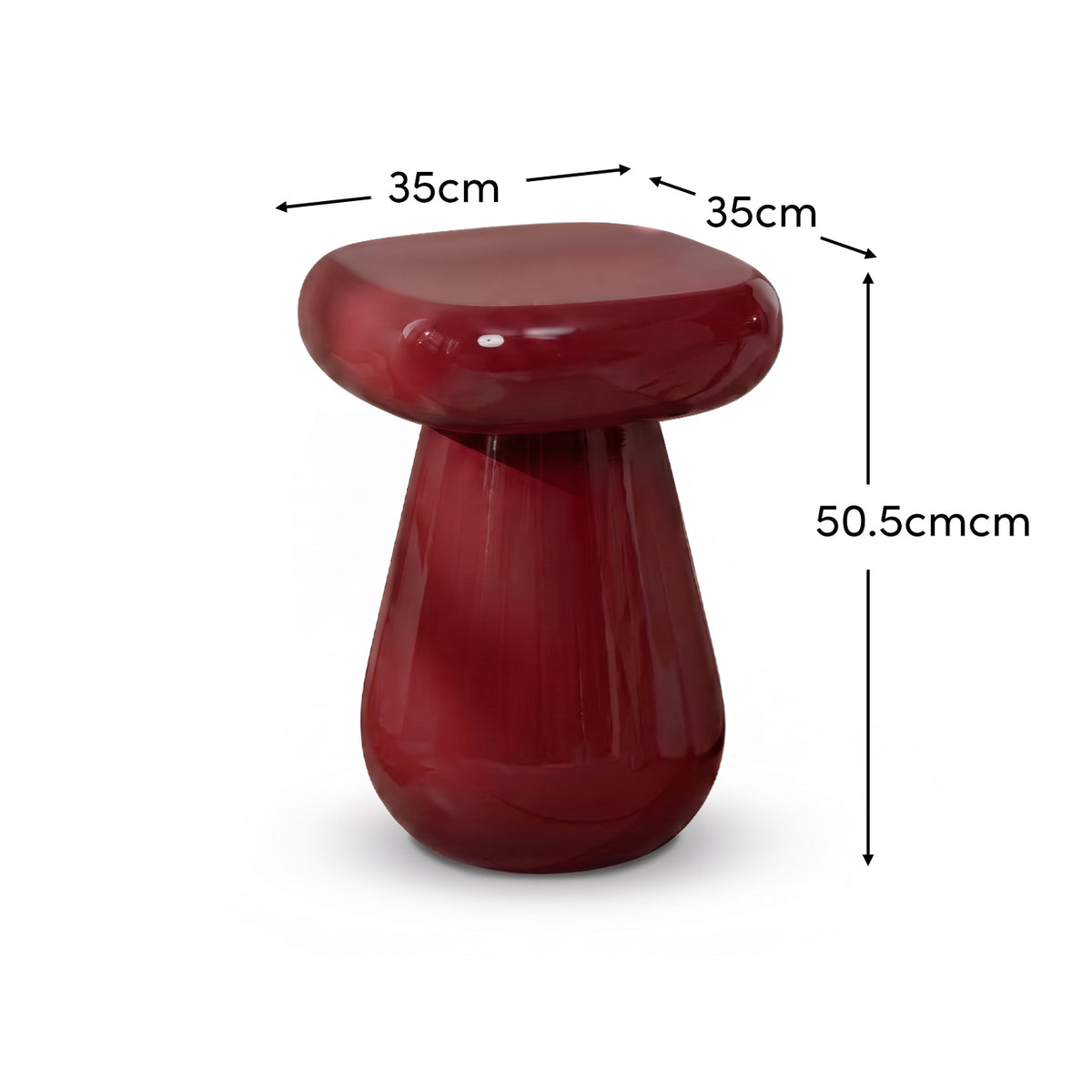 Merle Round Burgundy Red Enamel Side Table