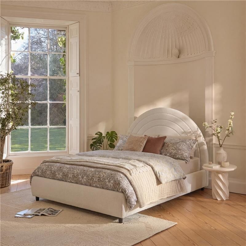 Mimi King Size Ottoman Bed - Chalk White Boucle
