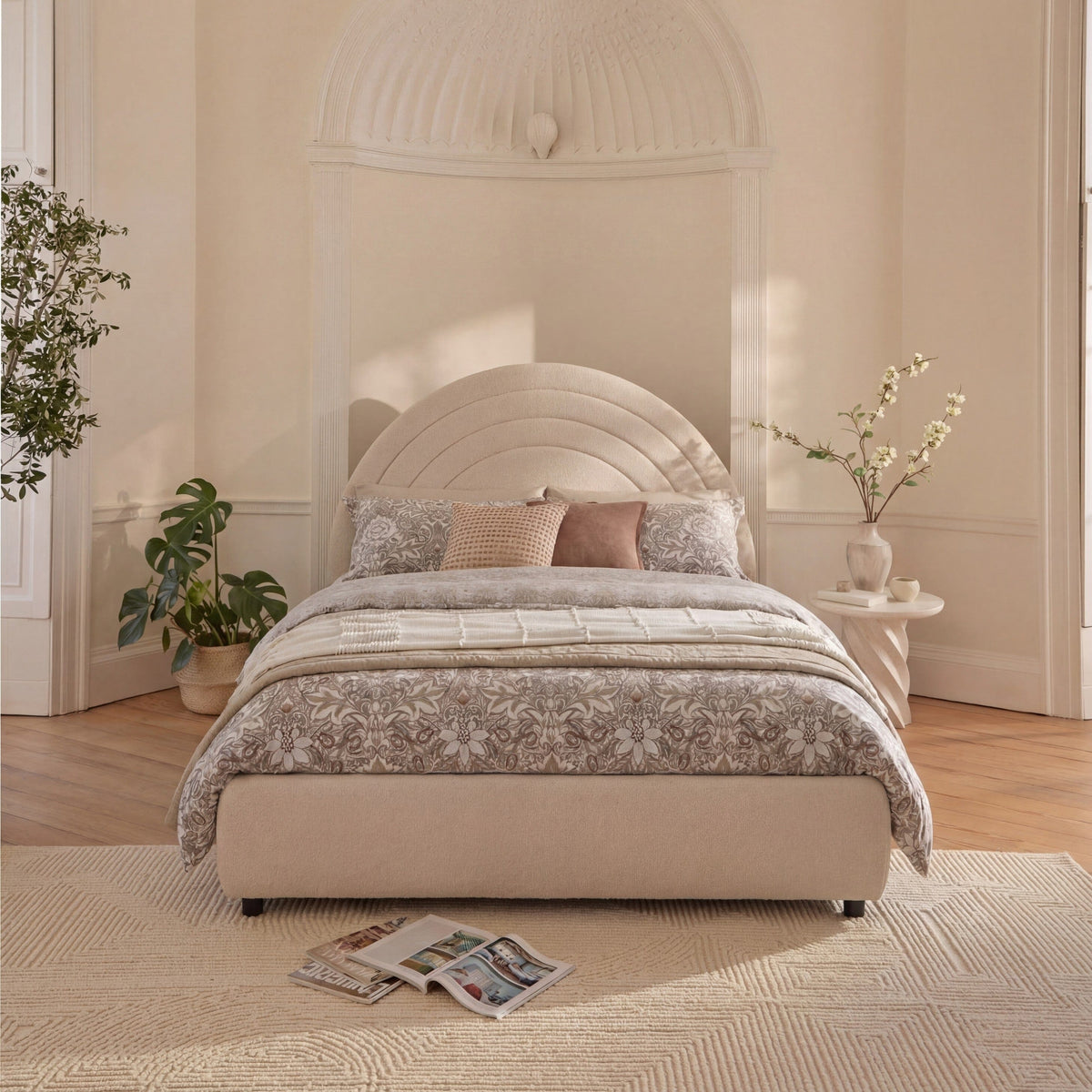 Mimi King Size Ottoman Bed - Chalk White Boucle