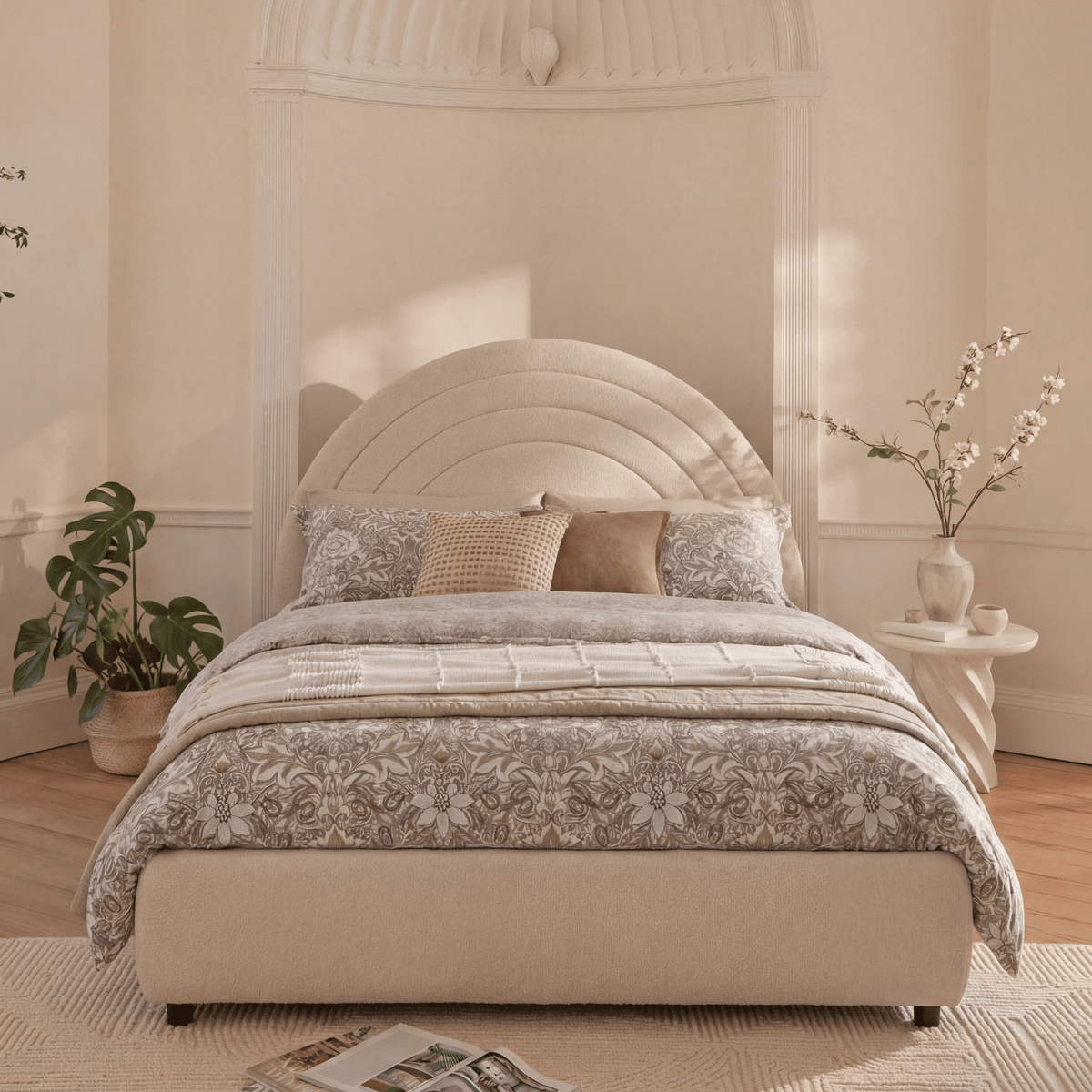 Mimi King Size Ottoman Bed - Chalk White Boucle