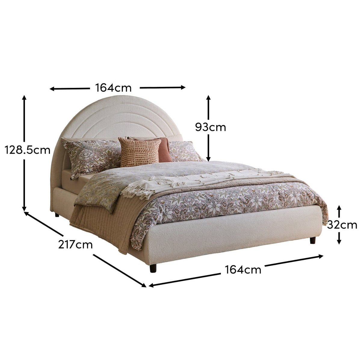 Mimi King Size Ottoman Bed - Chalk White Boucle - Laura James