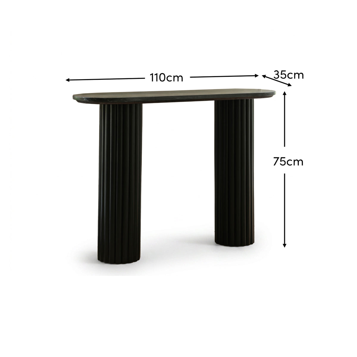 Myla Black Marble Console Table - Black Mango Wood Legs - Laura James