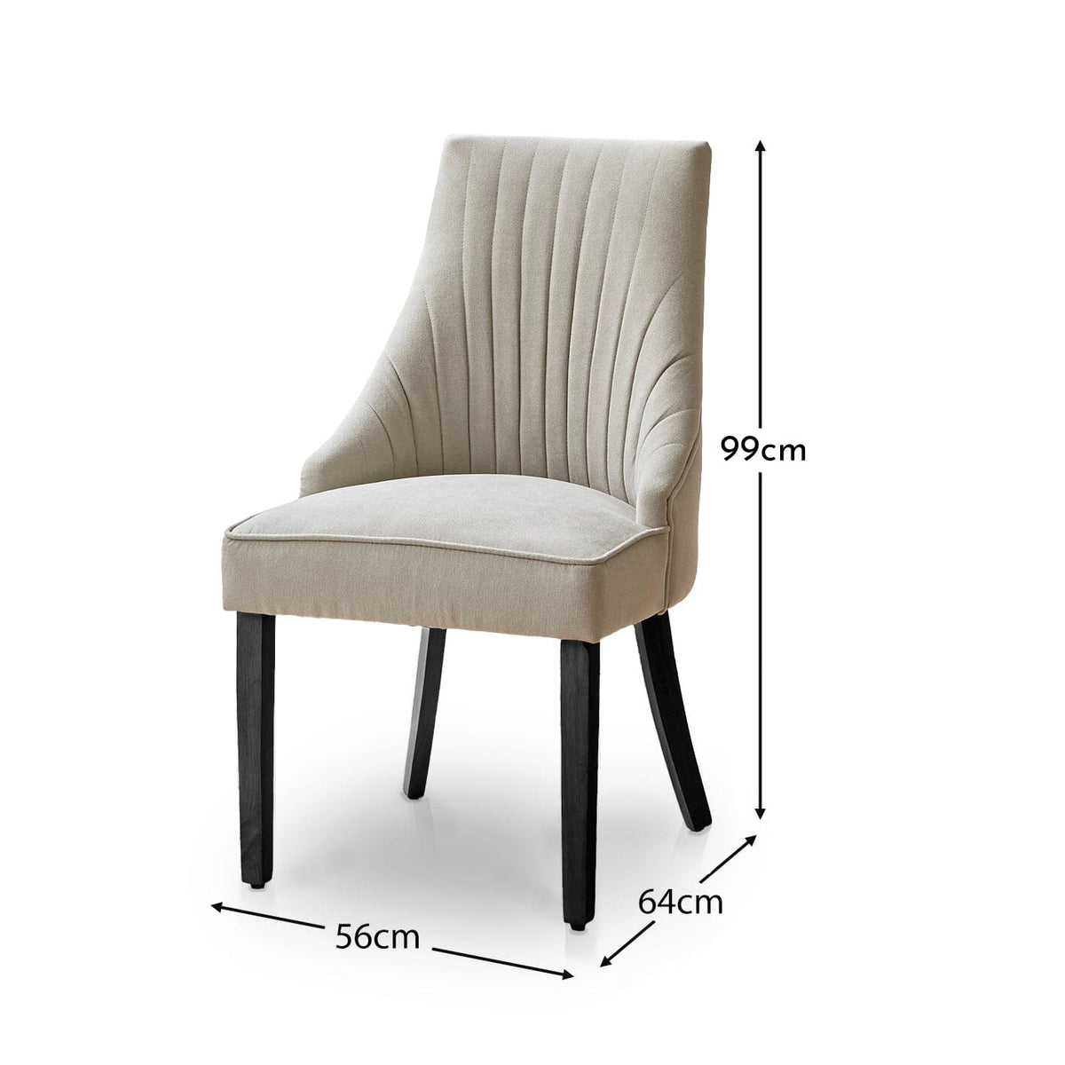 Nadine Dining Chairs - Set Of 2 - Soft beige with Black legs - Laura James