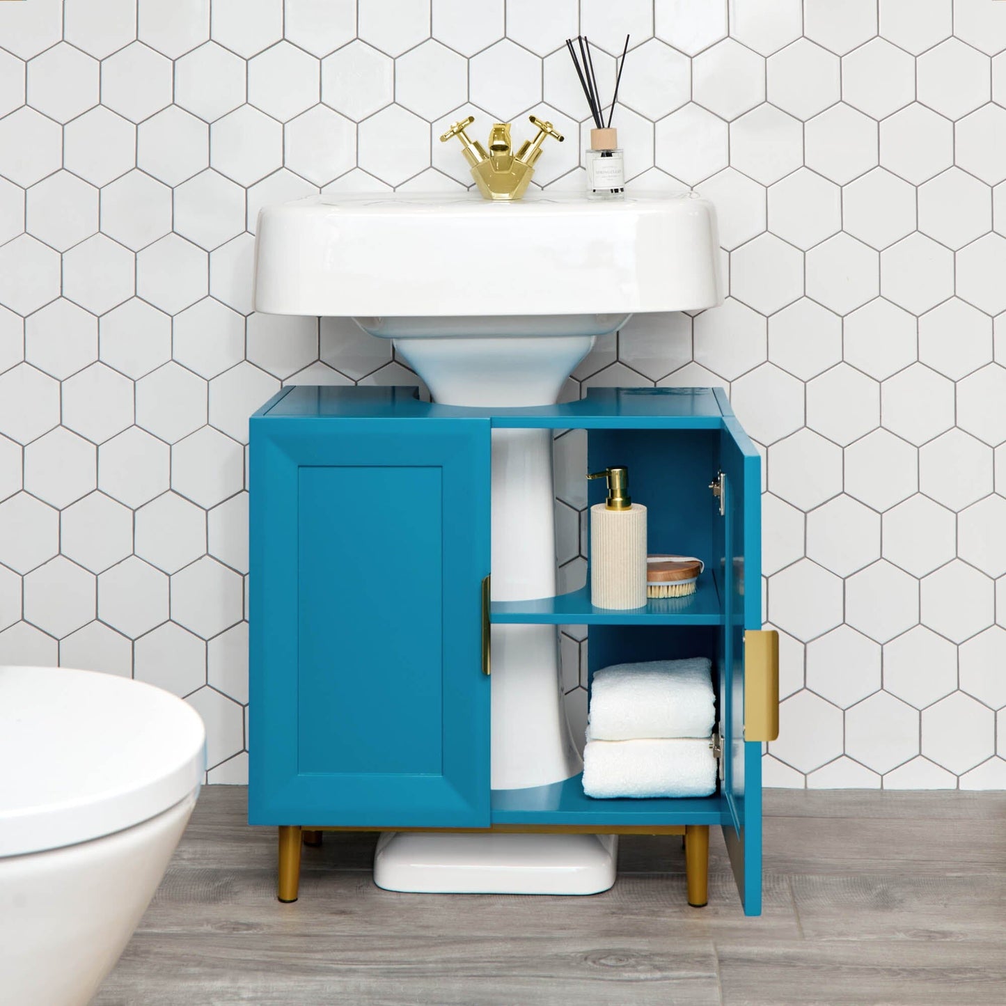 Nami 60cm Undersink Cabinet - Teal Blue - Laura James