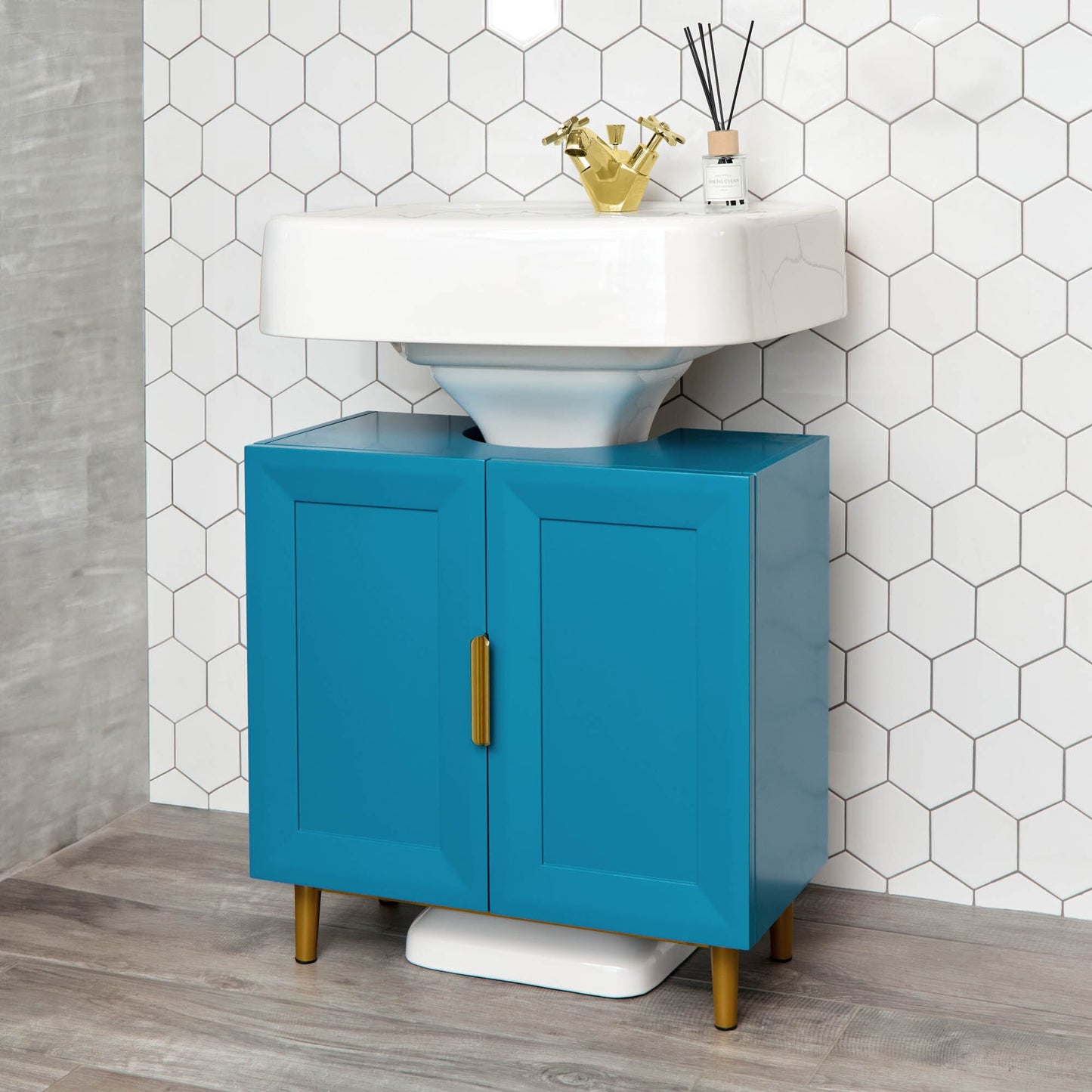 Nami 60cm Undersink Cabinet - Teal Blue - Laura James