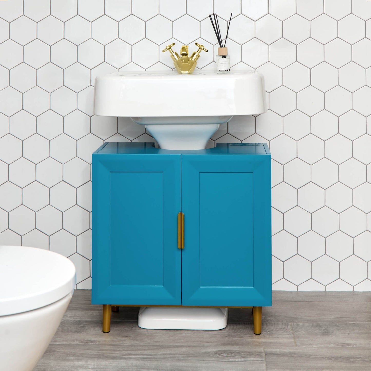 Nami 60cm Undersink Cabinet - Teal Blue - Laura James