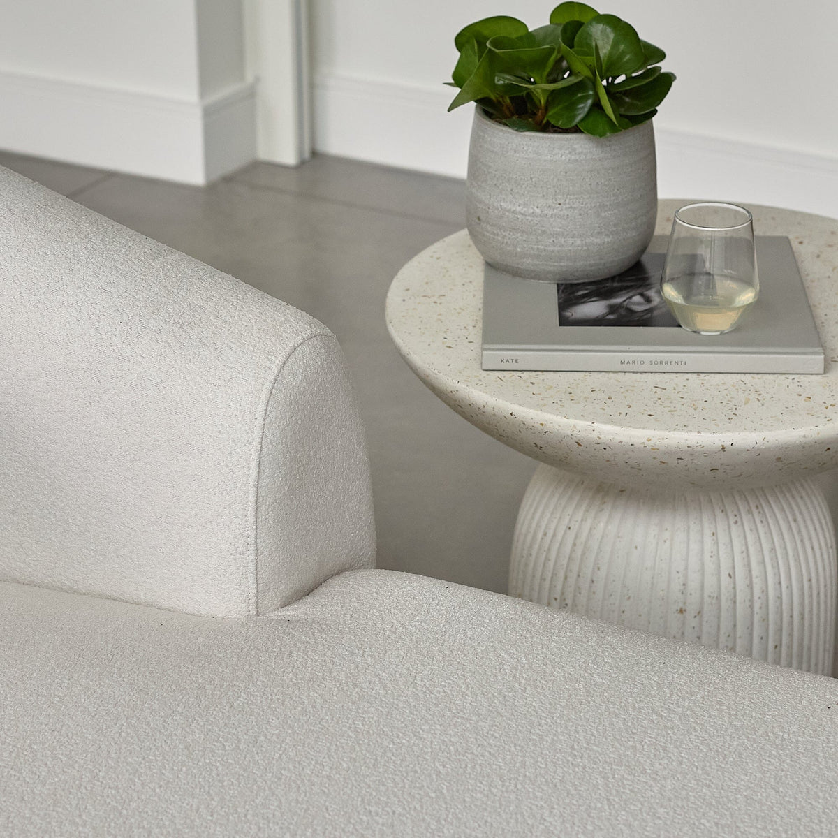 Nathalia Chaise Corner Sofa - Chalk White Boucle - Laura James