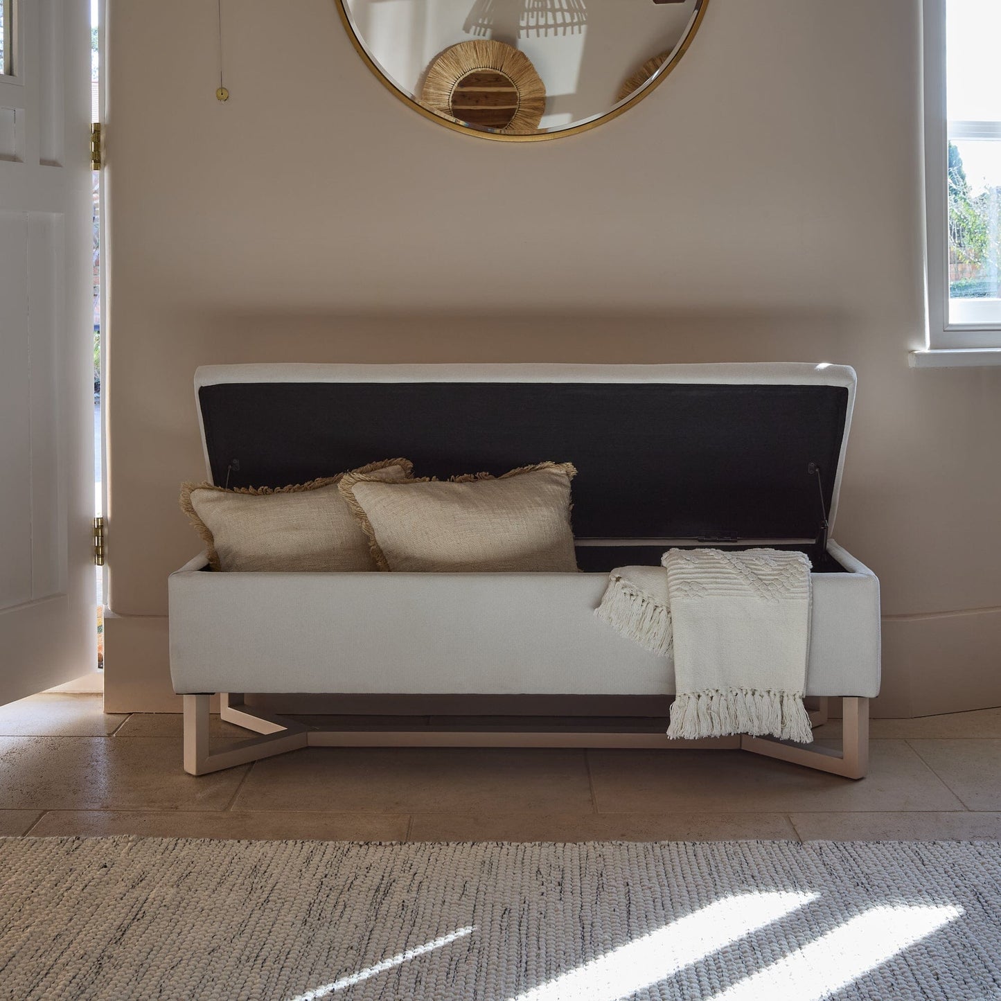 Norah Storage Ottoman - Ivory - Laura James