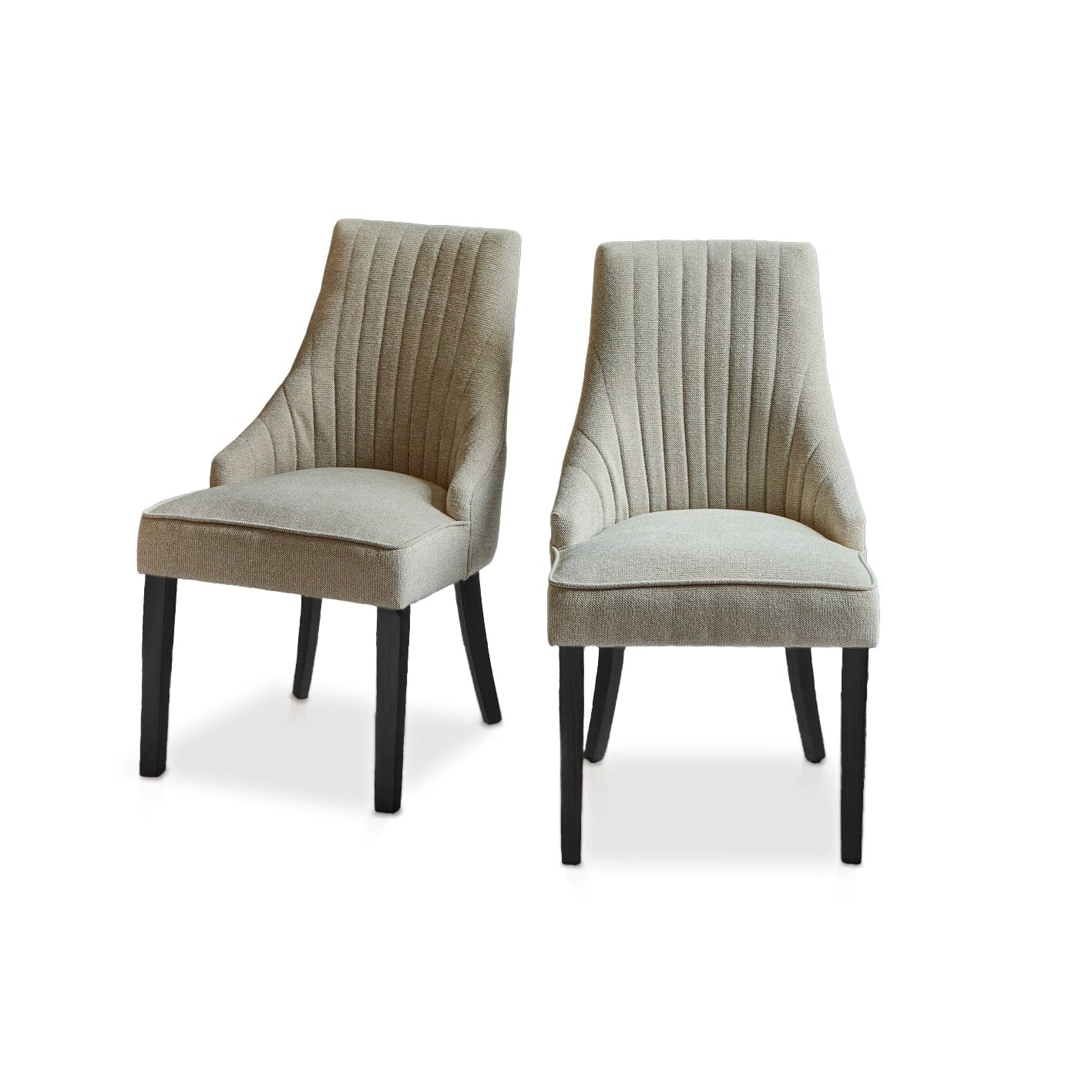 Nadine Marl Taupe Dining Chairs - Set of 2 - Black Legs