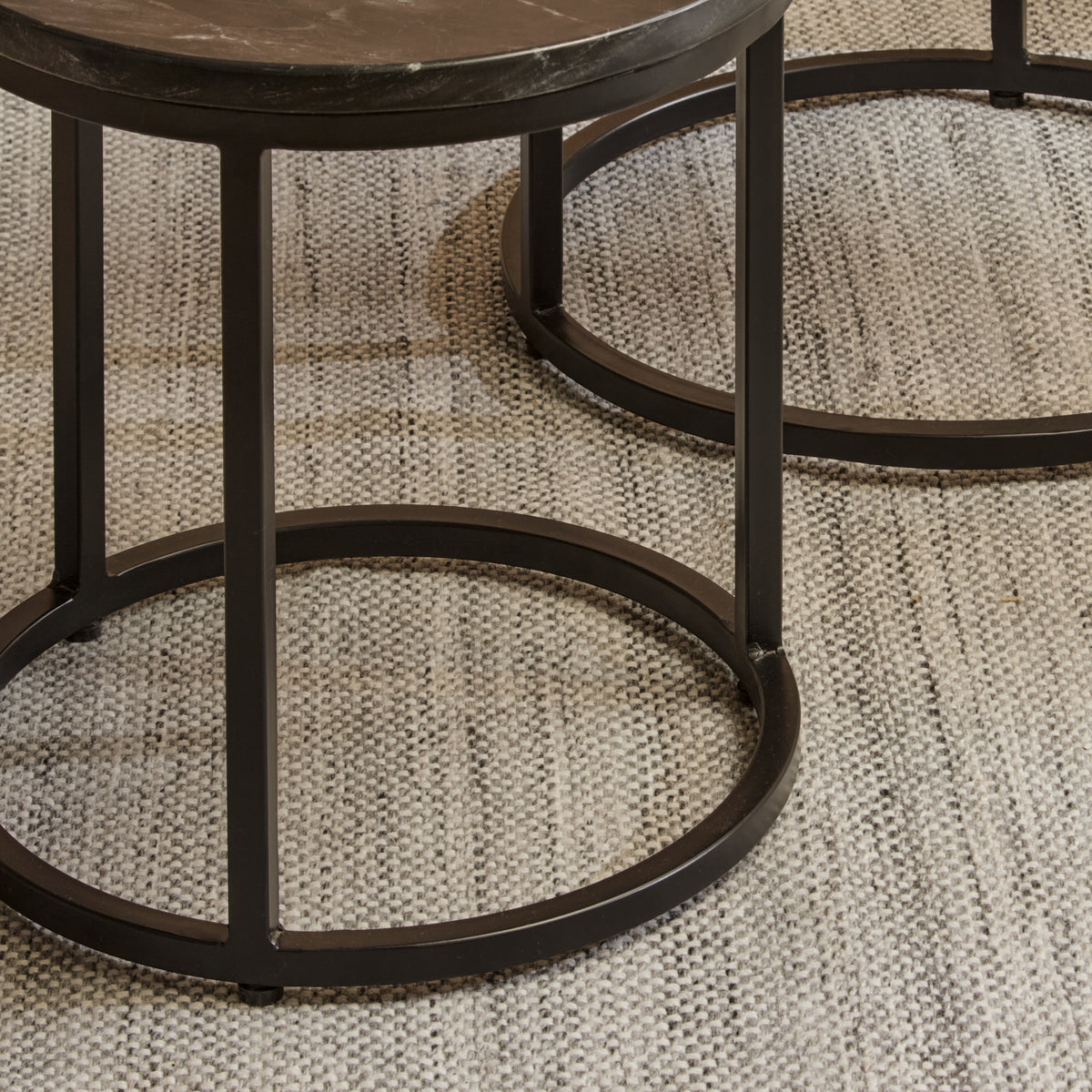 Black Marble Round Nesting Side Tables - Laura James
