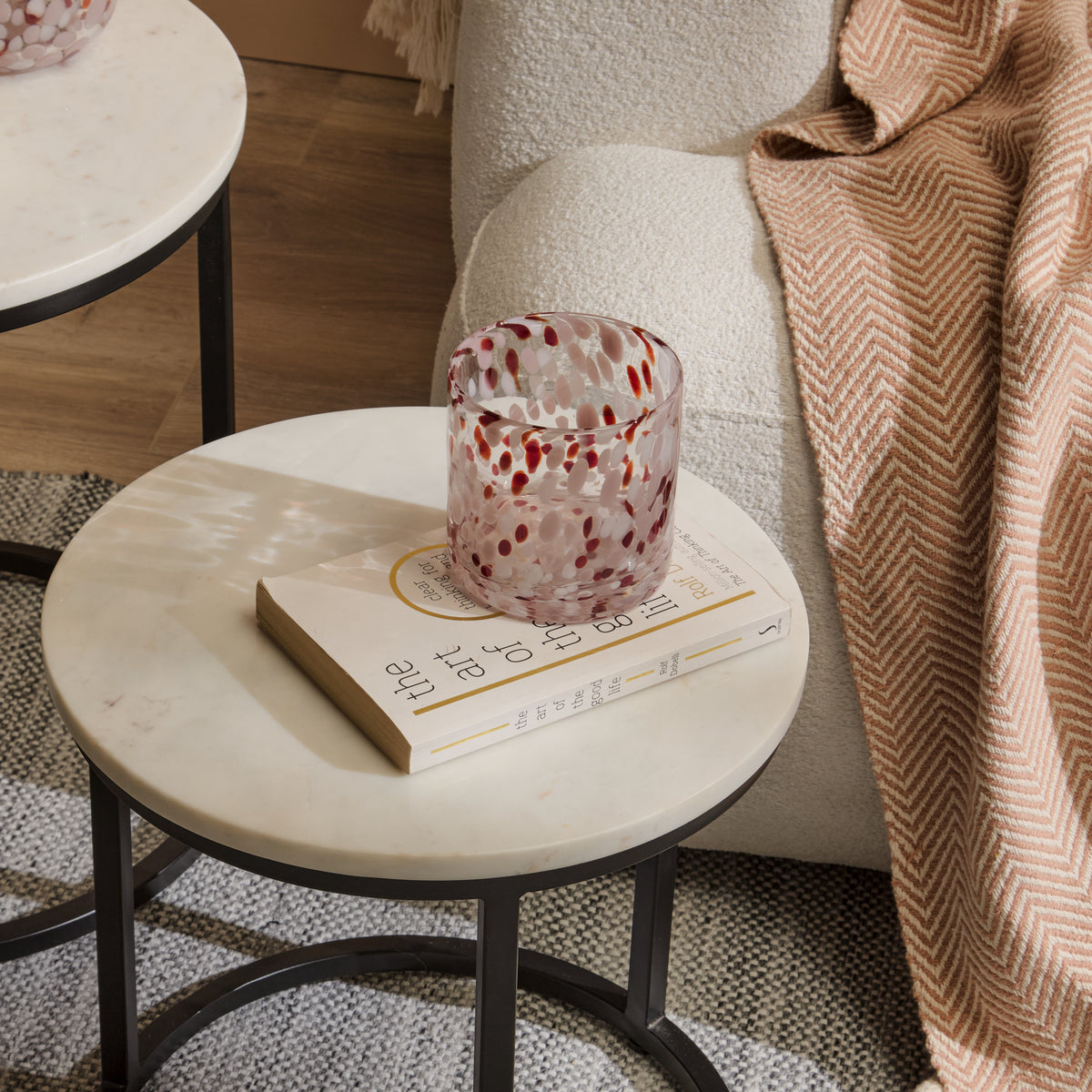 White Marble Round Nesting Side Tables - Laura James