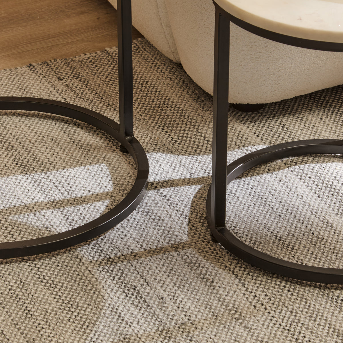 White Marble Round Nesting Side Tables - Laura James