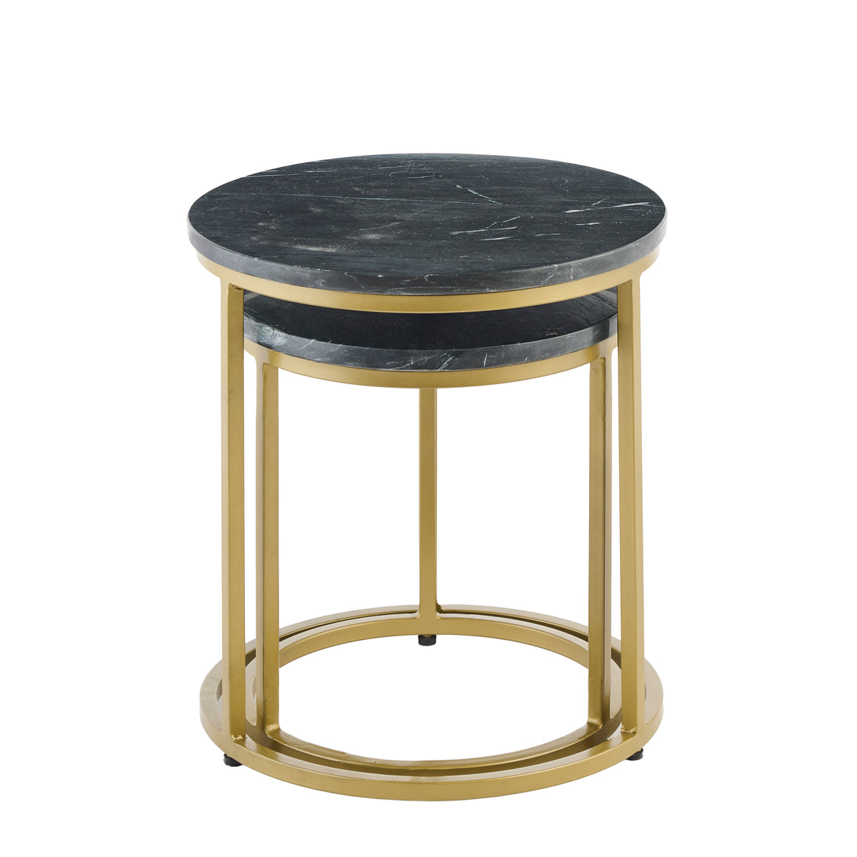 Black Marble Round Nesting Side Tables - Laura James