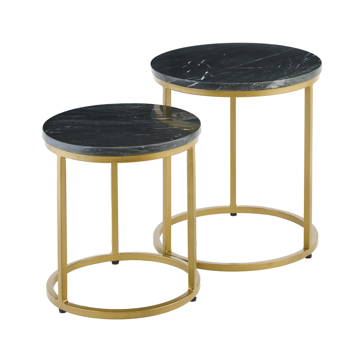 Black Marble Round Nesting Side Tables - Laura James