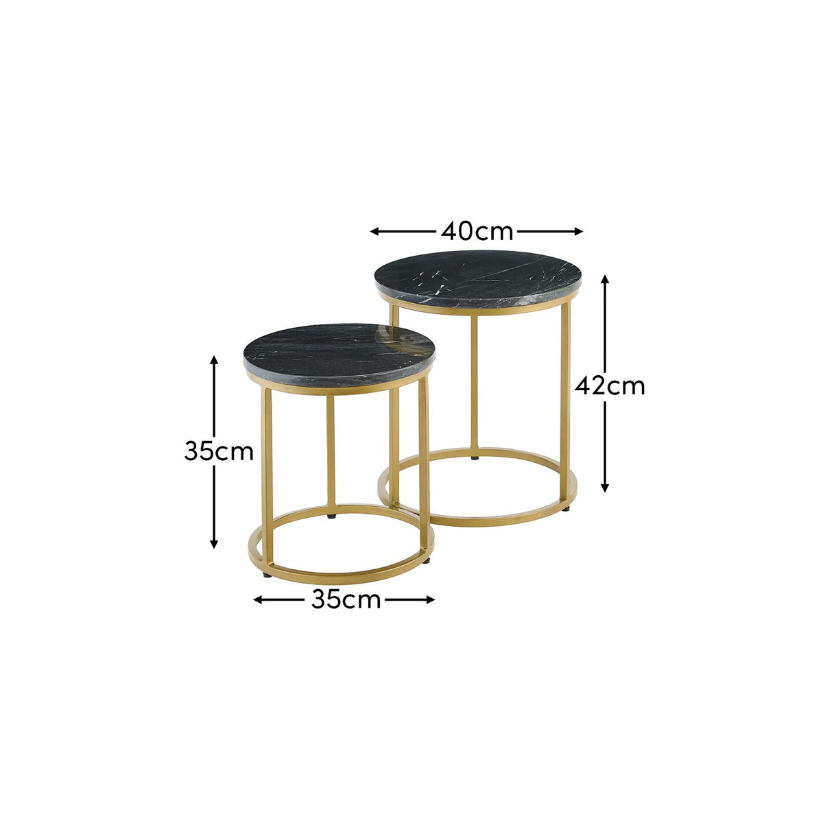 Black Marble Round Nesting Side Tables - Laura James