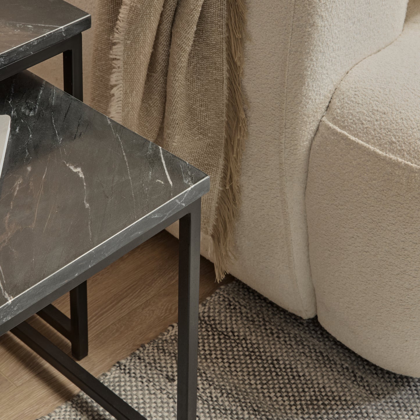 Nesting Black Marble Square Coffee Table