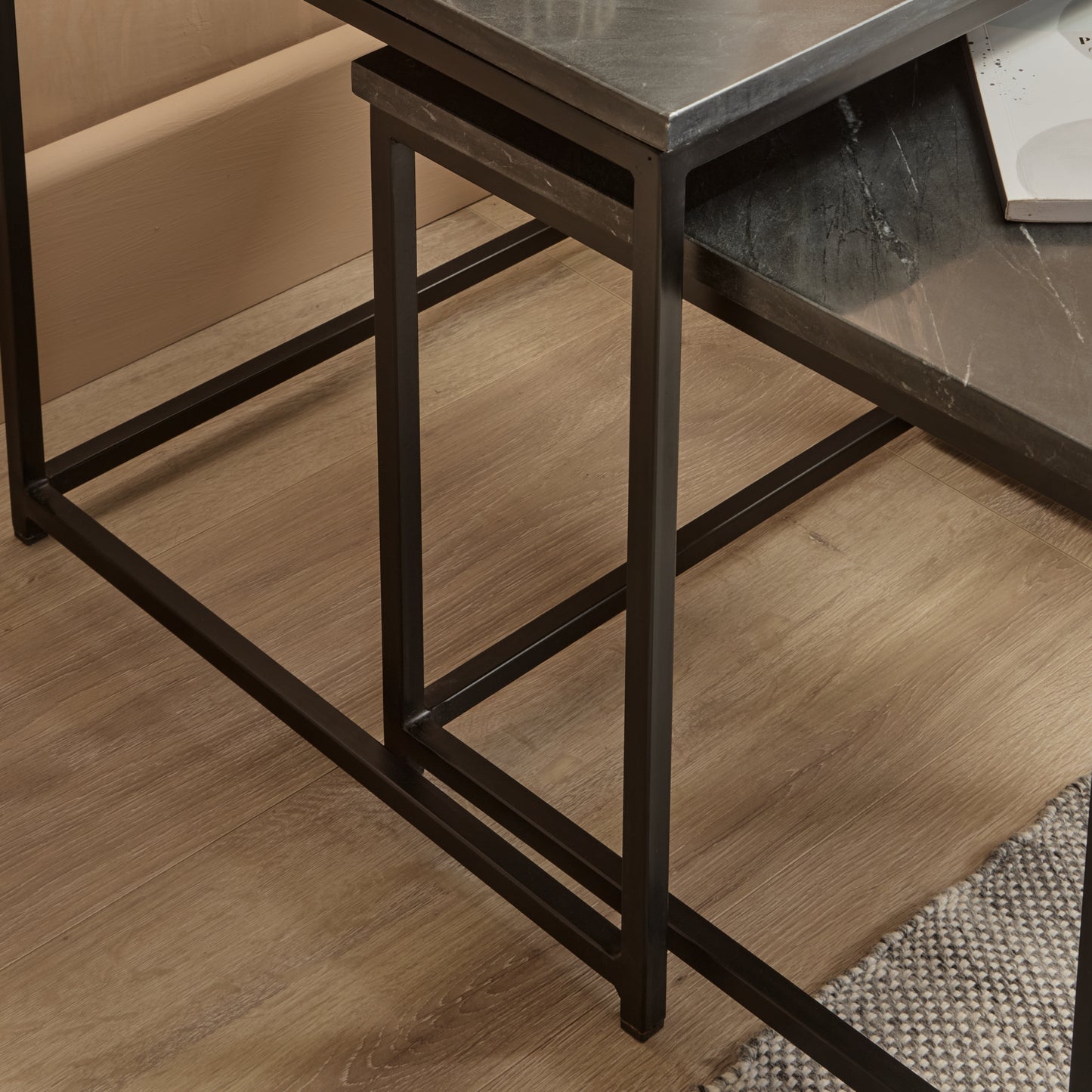 Nesting Black Marble Square Coffee Table - Laura James