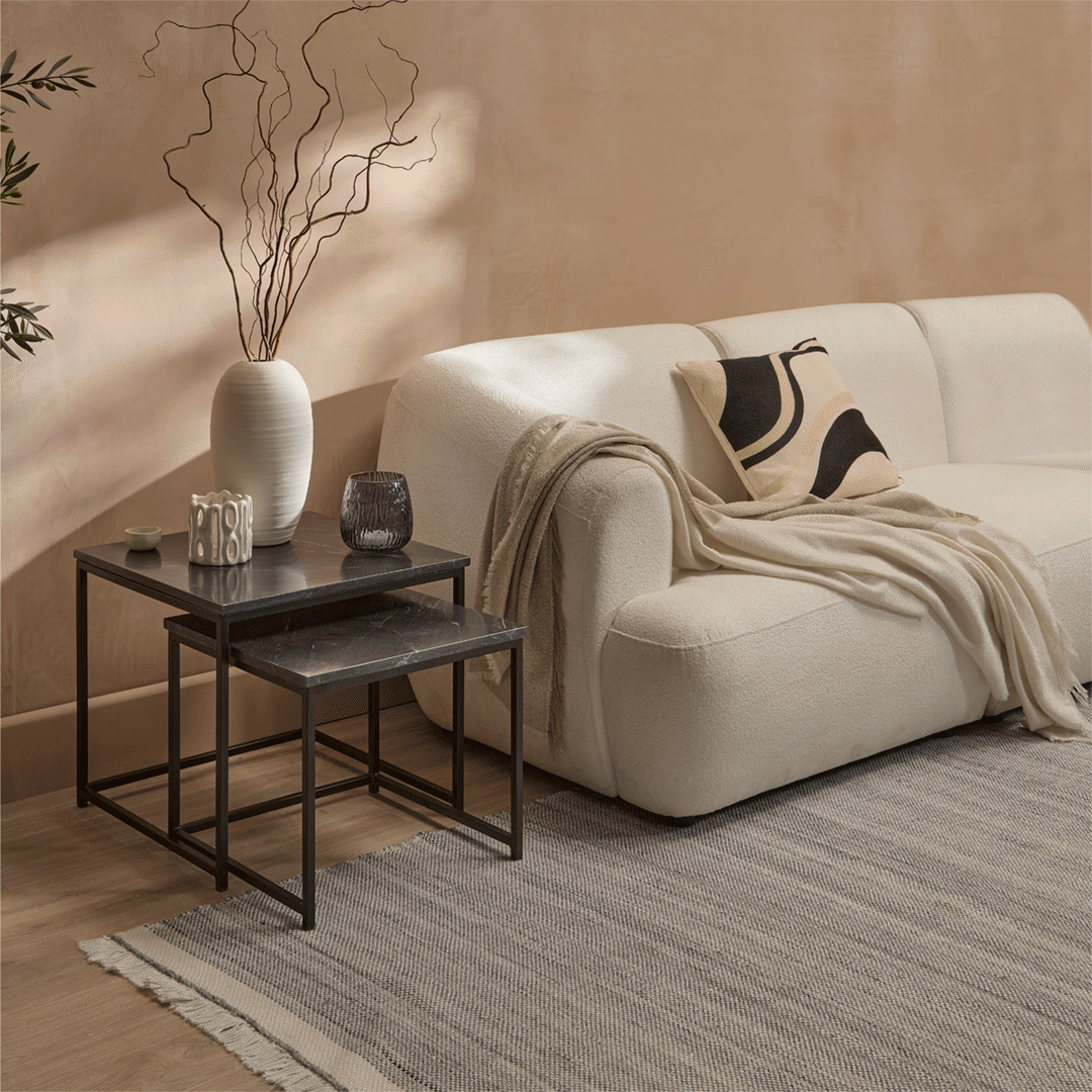 Nesting Black Marble Square Coffee Table - Laura James