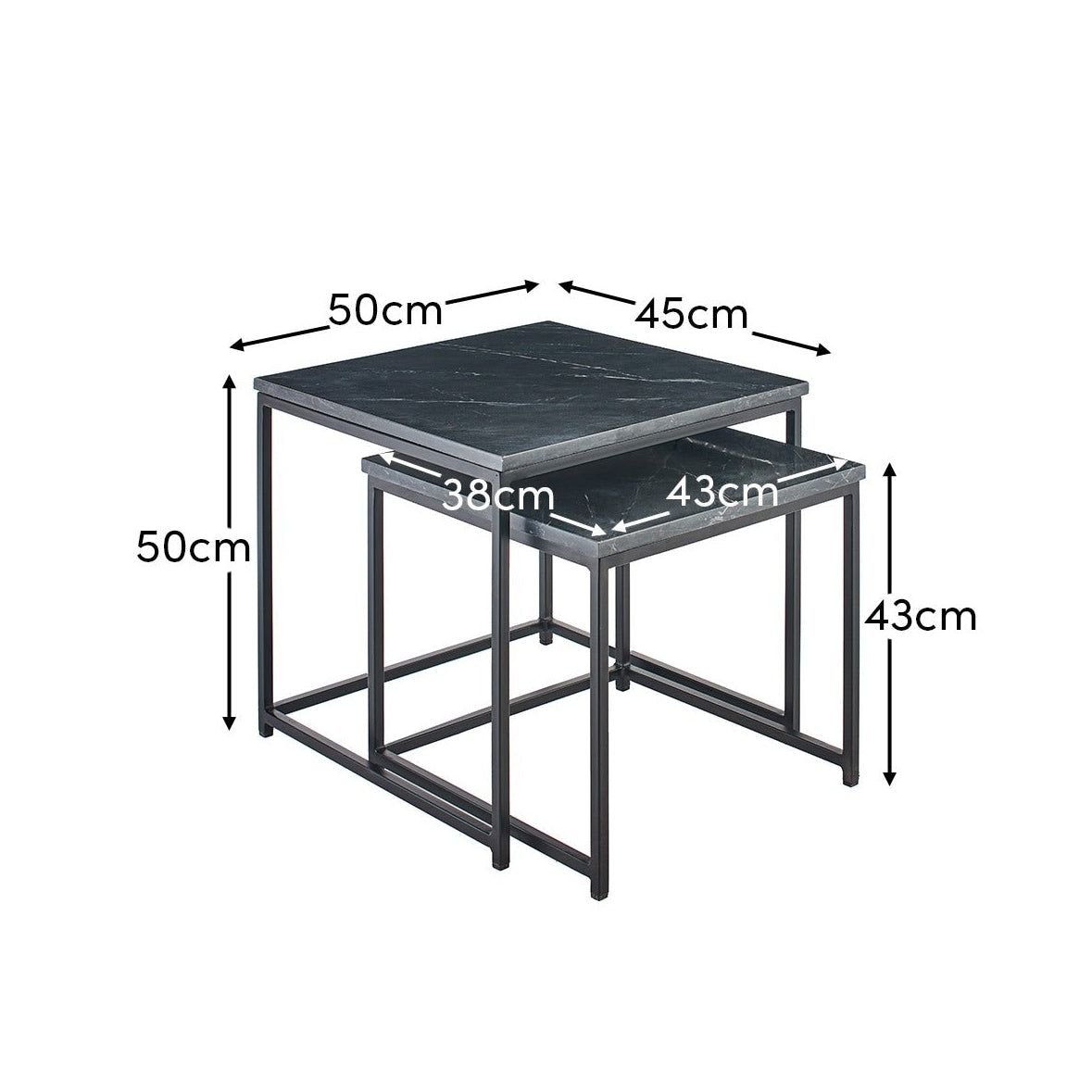 Nesting Black Marble Square Coffee Table - Laura James