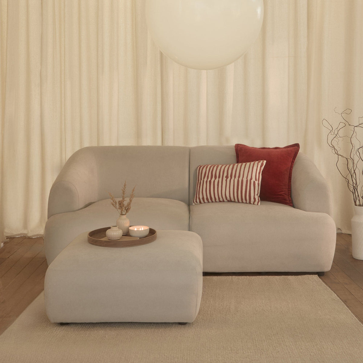 Nathalia 2-Seater Sofa - Soft Beige- Laura James